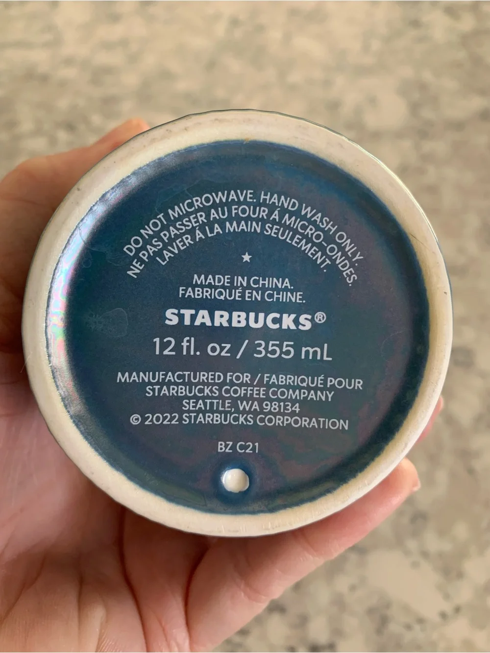 Starbucks Iridescent Blue-Purple Tumbler with Pink Lid